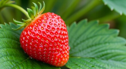 a close up of a strawberry on a plant