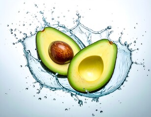 avocado with water drops