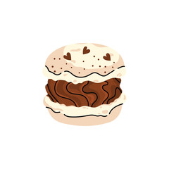 Vector and colorful french macarons with different flavors. Sweet dessert collection with chocolate, berry, fruit and pistachio macarons, perfect for bakery design, packaging and food illustrations