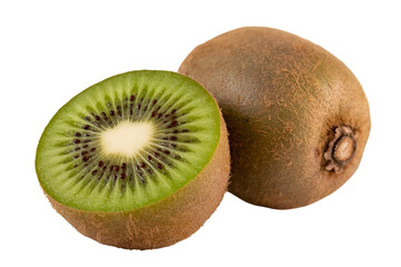Obraz premium vibrant, fresh kiwi cut in half . Isolated on transparent background, png