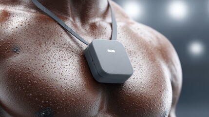 Muscular Athlete Sweat & Wearable Fitness Tech Device, Fitness tracker, Wearable technology