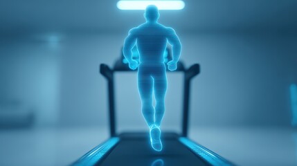Virtual Human Running on Treadmill, AI Fitness & Health Tech, Digital human