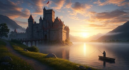 a castle in the middle of a lake