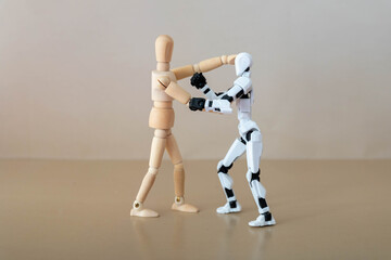 boxer fighting toy on white background