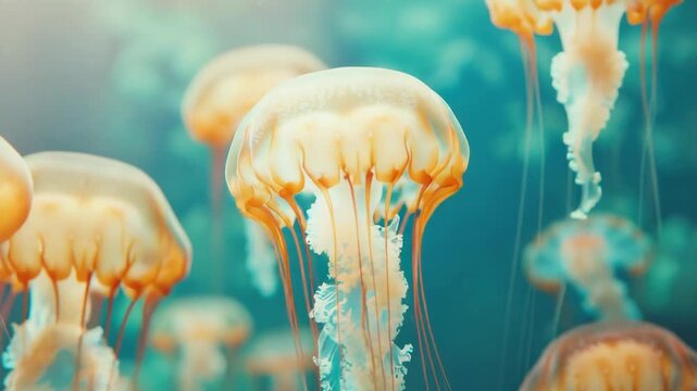 Video Jellyfish swimming in the open ocean