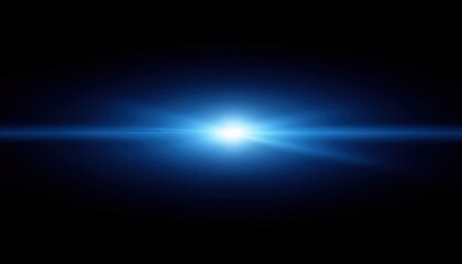 Bright Blue Light Flare Streaking Across a Dark Void with Tiny Particles Floating in Space
