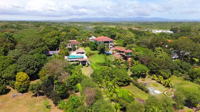 Aerial video taken with a drone on Santa Clara Beach on a sunny day with perfect weather next to the Pacific Ocean, in the province of Cocl&eacute;, in R&iacute;o Hato, Panama.	