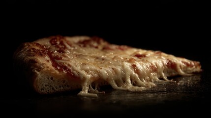 Delicious Pizza Slice, Cheesy, Italian Food, Dark Mood