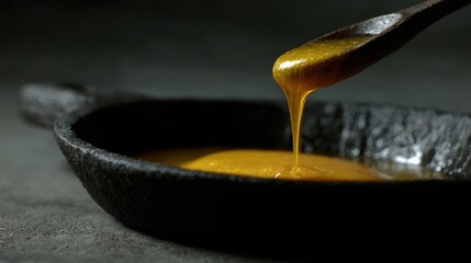 Dripping Honey Close-Up, Golden Liquid, Healthy Sweetener