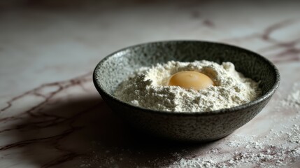 Egg in Flour Bowl - Baking, Cooking, Recipe Prep