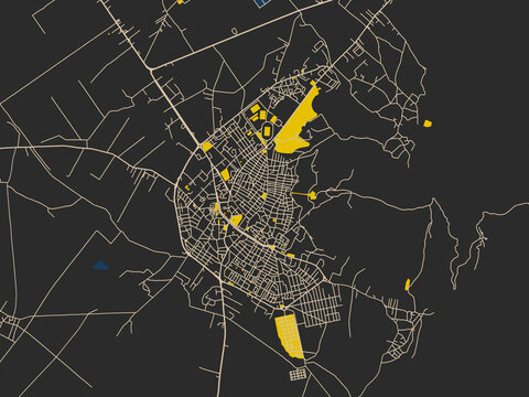 Clean urban street map of Korce, Albania