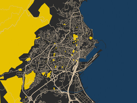 Clean urban street map of Annaba, Algeria