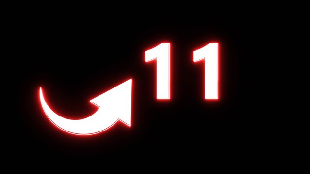 Counting number 11 illustration. Counting number symbol. Count number with arrow icon.
