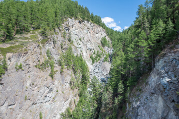 The beautiful canyon of Findelbach in Zermatt in Switzerland