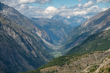 the beautiful landscape of the alpine mountains of Swiss