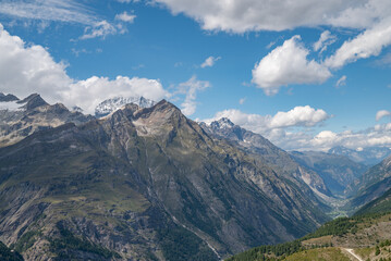 the beautiful landscape of the alpine mountains of Swiss