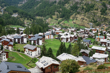 View of the alpine town of Zermatt in Swiss