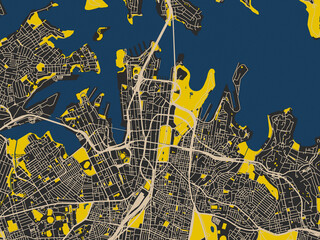 Fototapeta premium Sydney center, Australia – minimalist flat city map