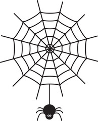 Fototapeta premium Halloween Spider Web: A spooky spider delicately descends from its intricate web, creating a chilling image of the Halloween spirit.