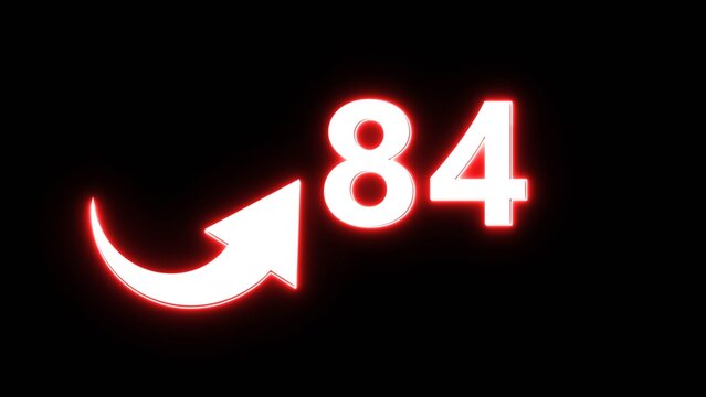 Counting number 84 illustration. Counting number symbol. Count number with arrow icon.