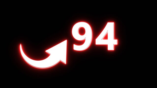 Counting number 94 illustration. Counting number symbol. Count number with arrow icon.