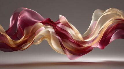 Burgundy and champagne gold flowing silk ribbons