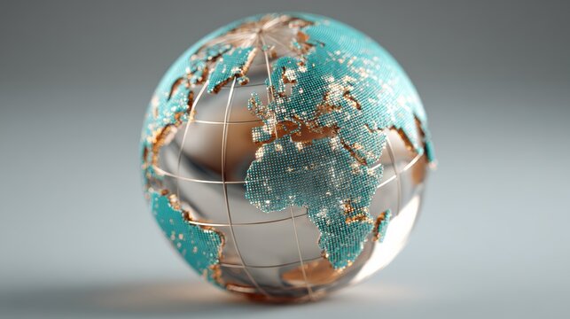 Holographic digital globe with grid and data connections - Powered by Adobe
