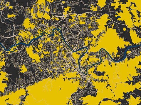 Clean urban street map of Blumenau, Brazil