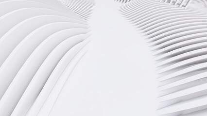 Abstract Curved Shapes. White Circular Background.