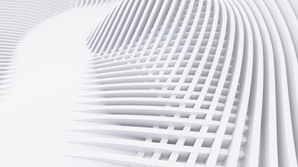 Abstract Curved Shapes. White Circular Background.