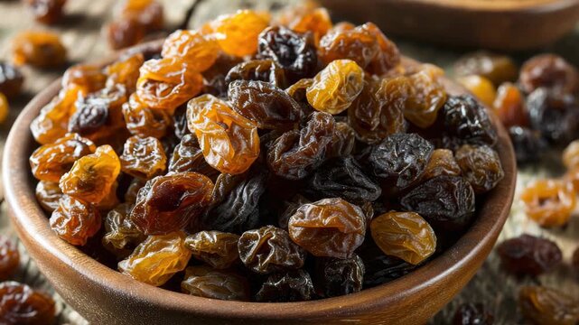 Close-up  of raisins and dried fruit.