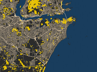 Modern flat map of Vila Velha, Brazil