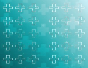 Obraz premium Calm Sterile Teal Gradient Background with Medical Cross Symbols for Healthcare and Clinical Design