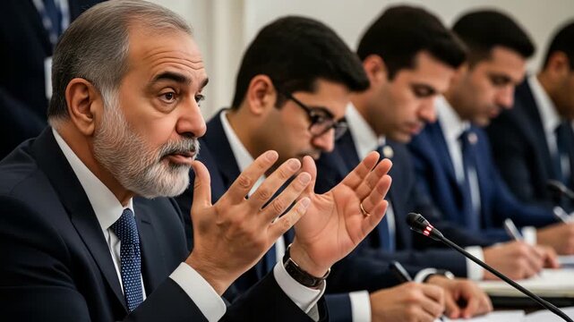 Government officials and consultants converse on fiscal strategies