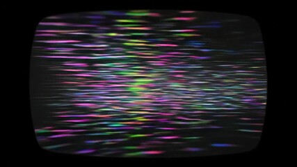 Digital Glitch: A visual representation of digital disruption, portraying a chaotic display of color distortions and fractured lines within a classic television set.