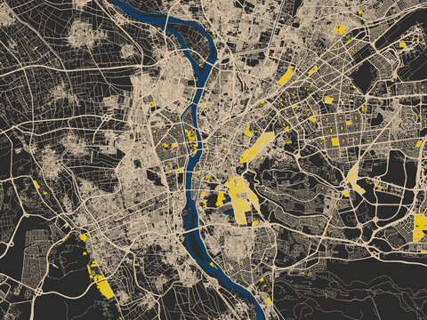 Modern flat map of Cairo, Egypt