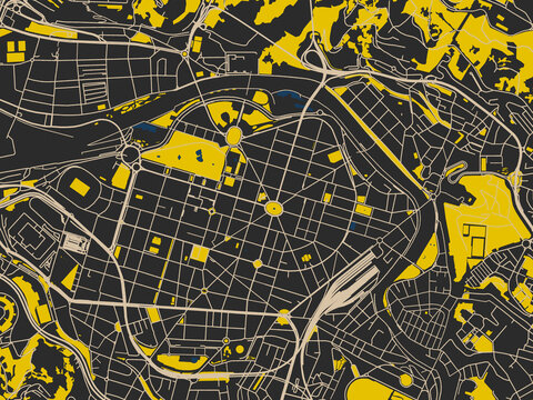 Poster-style map of Bilbao Centro, Spain using charcoal and cream map