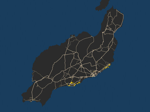 Abstract city map of Lanzarote, Spain