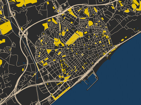 Mataro, Spain &ndash; minimalist flat city map