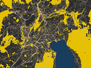 Annecy, France &ndash; minimalist flat city map
