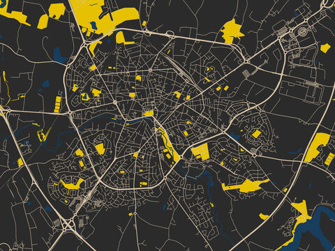 Clean urban street map of Cholet, France