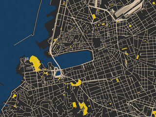 Marseille Centre, France &ndash; minimalist flat city map