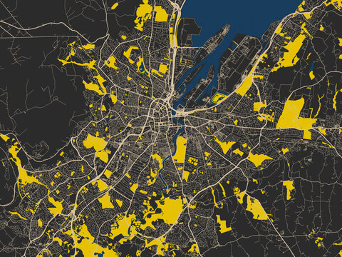 Clean urban street map of Belfast, United Kingdom
