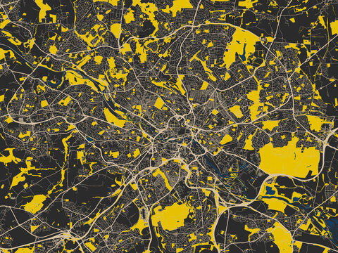 Abstract city map of Leeds, United Kingdom