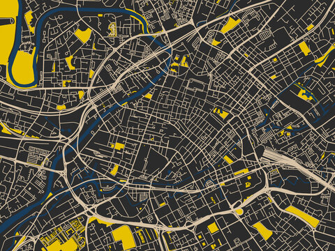 Manchester Center, United Kingdom &ndash; minimalist flat city map