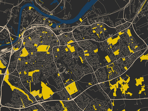 Modern flat map of Middlesbrough, United Kingdom