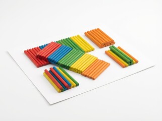 Fototapeta premium Colorful counting sticks arranged in patterns for learning