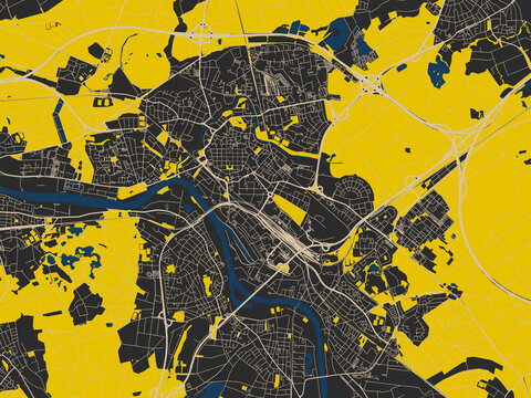 Hanau, Germany &ndash; minimalist flat city map