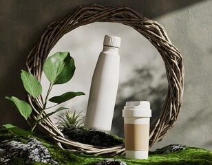 Eco-Friendly Product Promotion Mockup with Nature-Inspired Frame for Sustainable Branding and Green Marketing