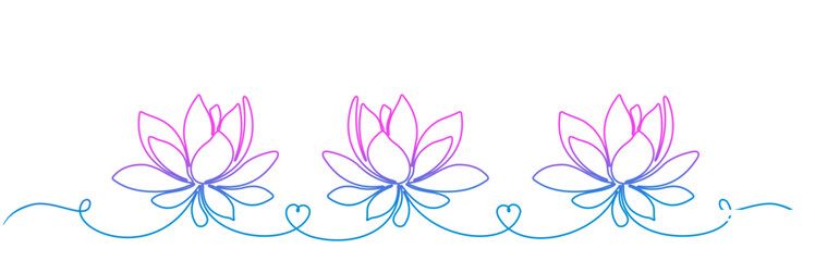 Lotus flower vector illustration with blue and pink gradient art style.